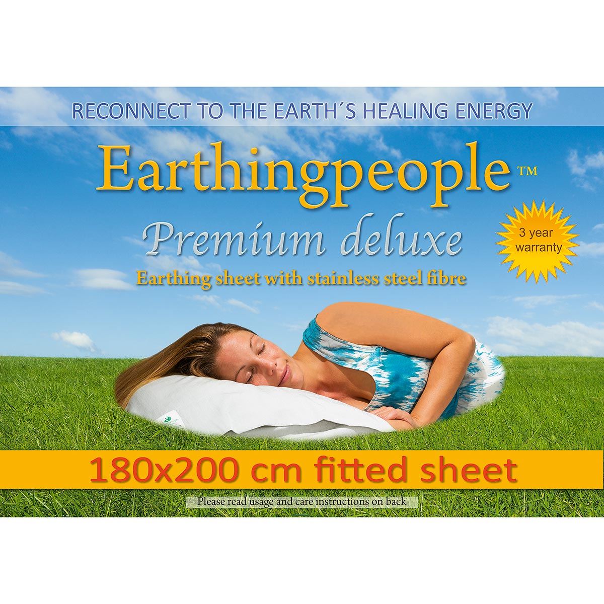 Premium deluxe 180x200 cm dra-på jordningslakan (UK Super King)